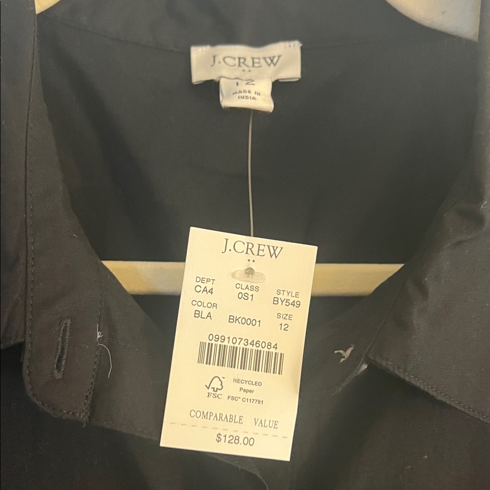 J. Crew Black Short-Sleeve Midi Shirt Dress - Picture 2 of 6